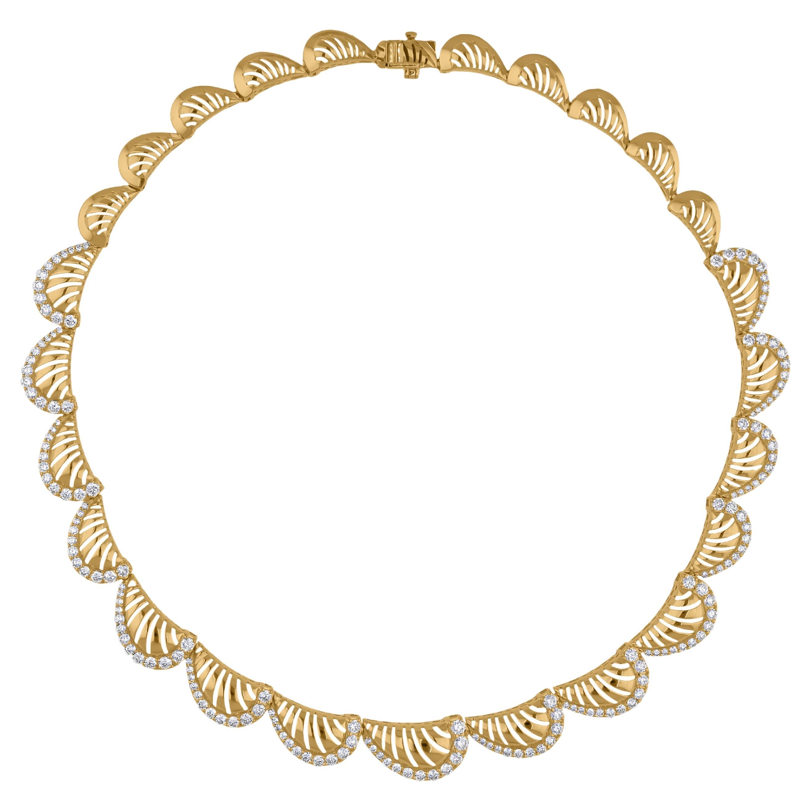 Real 4.80 Carat SI Clarity HI Color Round Diamond Necklace 18 Karat Yellow Gold