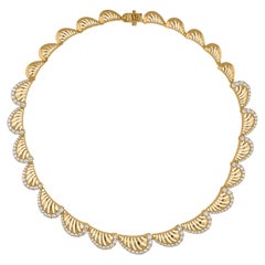 Collier en or jaune 18 carats avec diamants ronds de 4,80 carats de pureté SI de couleur hi-colore