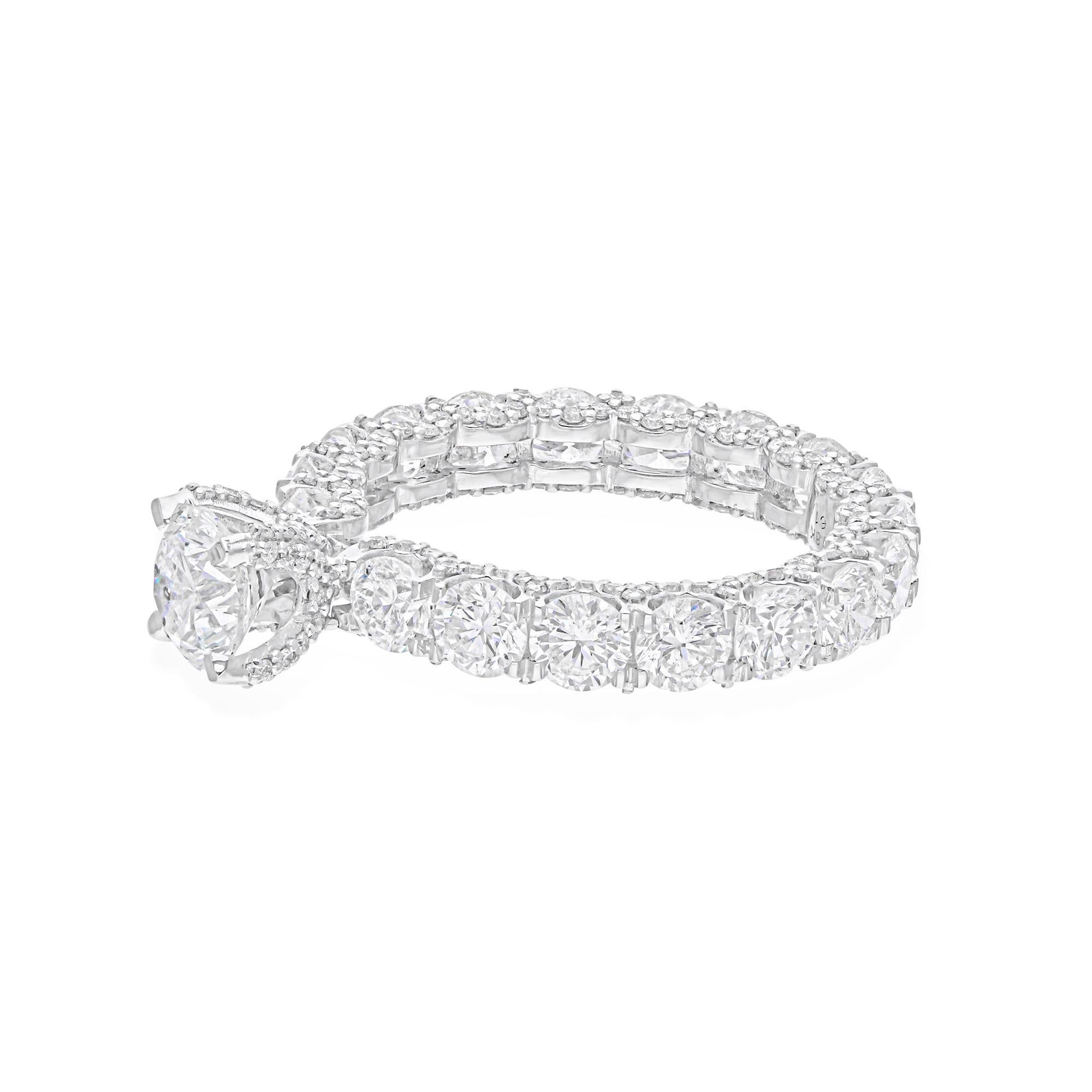 Modern Real 4.81 Carat SI/HI Diamond Eternity Band Engagement Ring 18 Karat White Gold For Sale