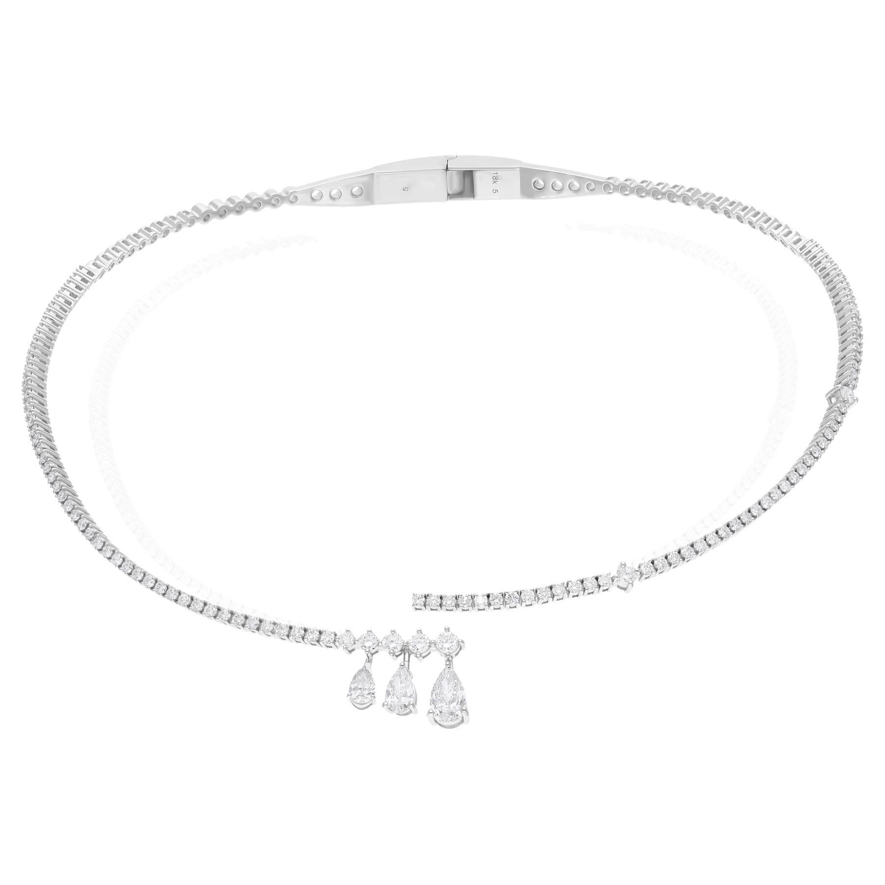 Real 4.87 Carat SI Clarity HI Color Diamond Choker Necklace 18 Karat White Gold