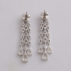 Boucles d'oreilles chandelier en diamant de 4,89 carats SI/H de forme mixte en or blanc 18 carats
