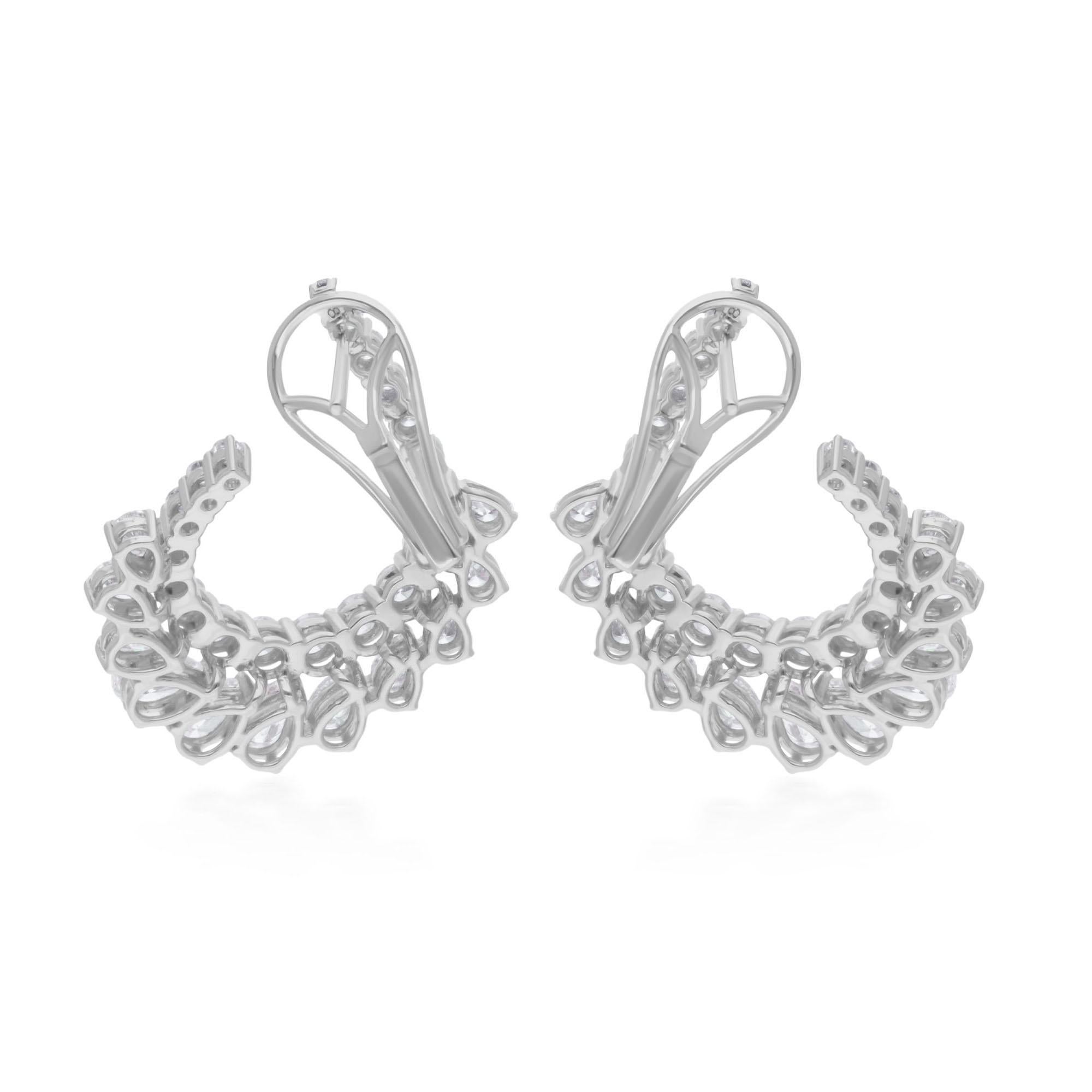 Women's Real 5.02 Ct. Pear & Round Diamond Earrings 18 Karat White Gold Handmade Jewelry For Sale