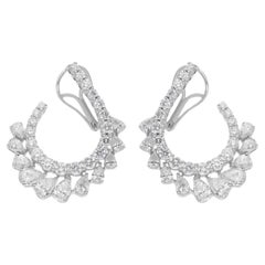 Real 5.02 Ct. Pear & Round Diamond Earrings 18 Karat White Gold Handmade Jewelry
