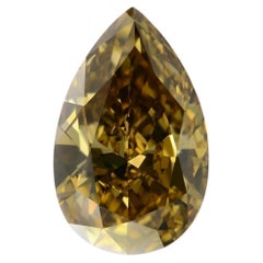 Véritable diamant naturel non serti de 5,02 ct, couleur jaune-brun fantaisie, certifié GIA, taille poire, Si2
