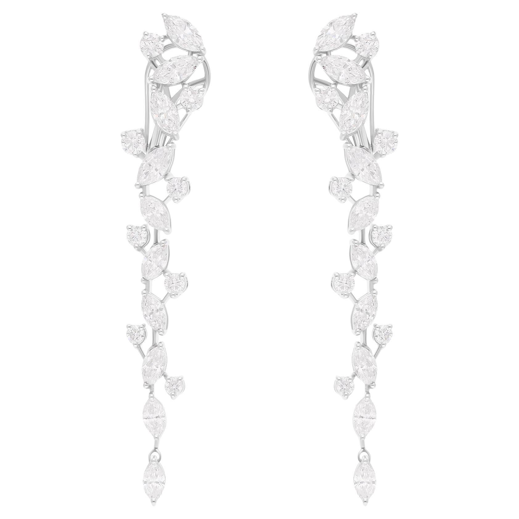 Real 5,04 Karat SI/H Marquise Runde Diamant-Ohrringe 14 Karat Weißgold Schmuckschmuck