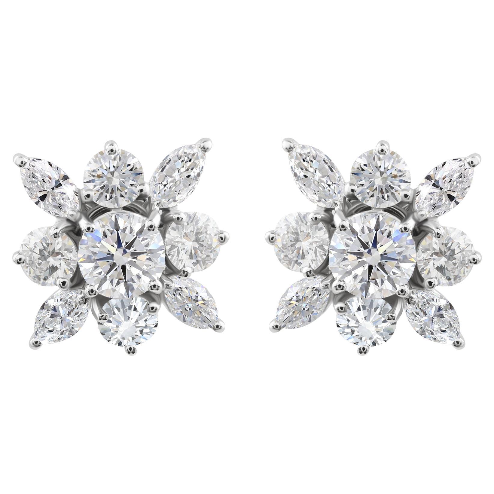 Pendientes de diamantes auténticos de 5,25 quilates con claridad SI y color HI Joyas de oro blanco de 9 quilates en venta
