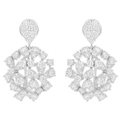 Real 5.31 Carat SI Clarity HI Color Diamond Dangle Earrings 14 Karat White Gold