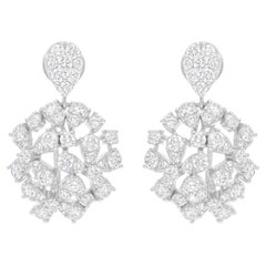 Real 5.31 Carat SI Clarity HI Color Diamond Dangle Earrings 14 Karat White Gold
