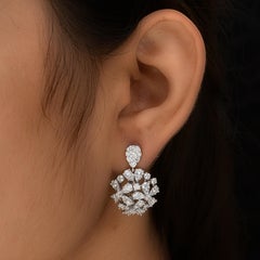 Real 5.31 Carat SI Clarity HI Color Diamond Dangle Earrings 18 Karat White Gold