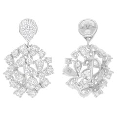 Real 5.31 Carat SI Clarity HI Color Diamond Dangle Earrings 18 Karat White Gold