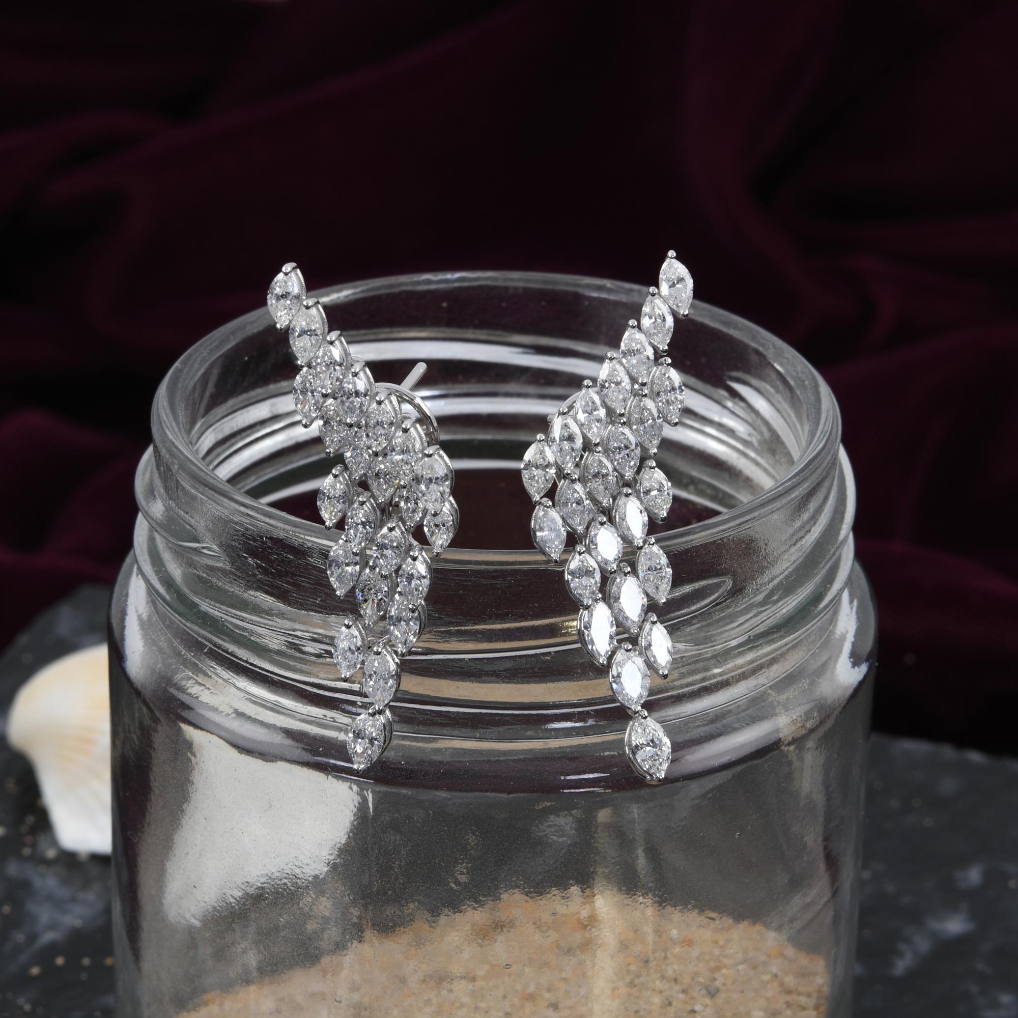 Real 5,50 Karat SI/H Marquise Brillantschliff Diamant-Ohrringe 14 Karat Weißgold (Moderne) im Angebot