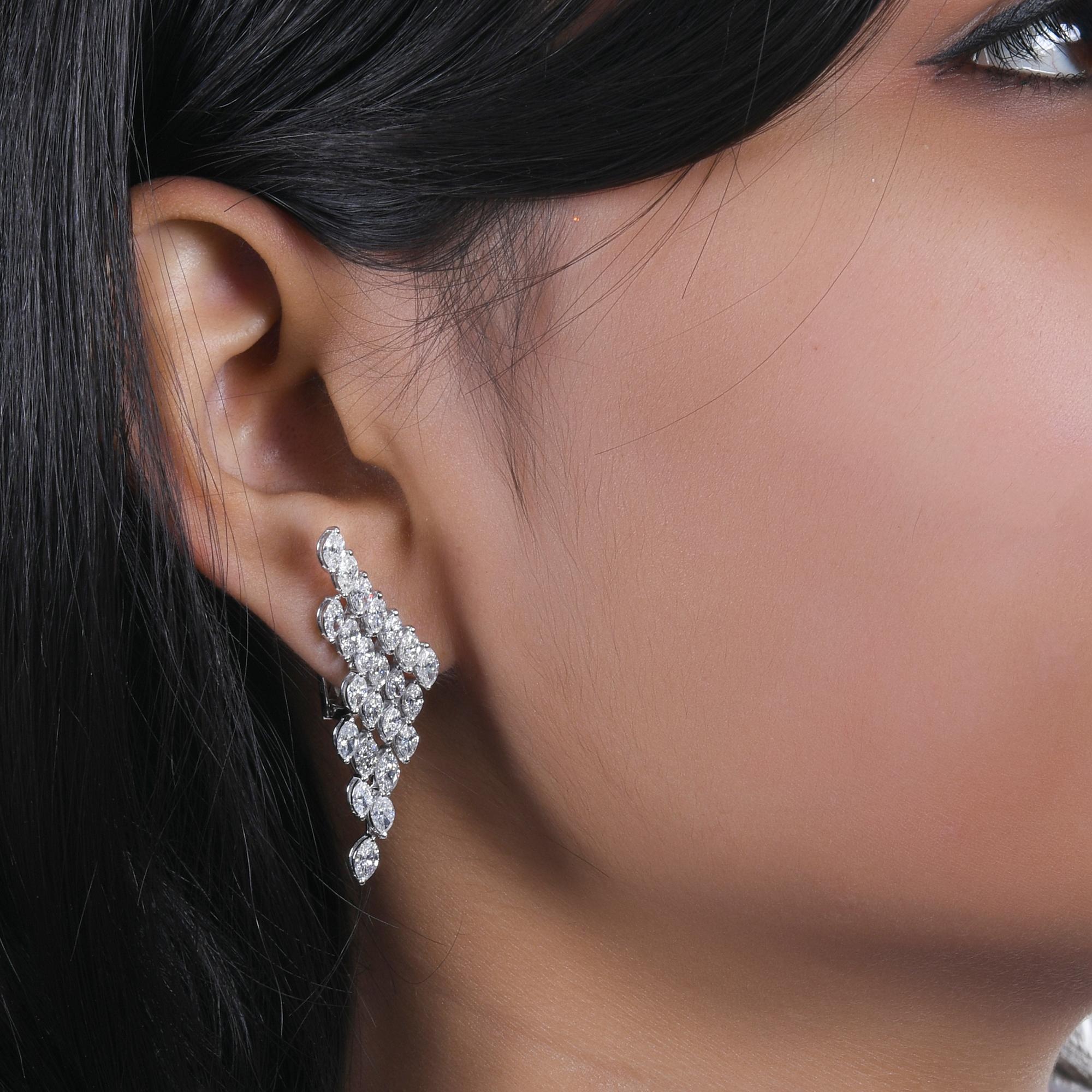 Real 5,50 Karat SI/H Marquise Brillantschliff Diamant-Ohrringe 14 Karat Weißgold im Zustand „Neu“ im Angebot in Diera, Dubai