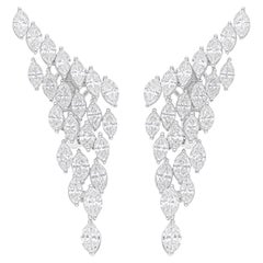 Boucles d
oreilles en or blanc 14 carats avec diamant Marquise Brilliante de 5.50 carats SI/H