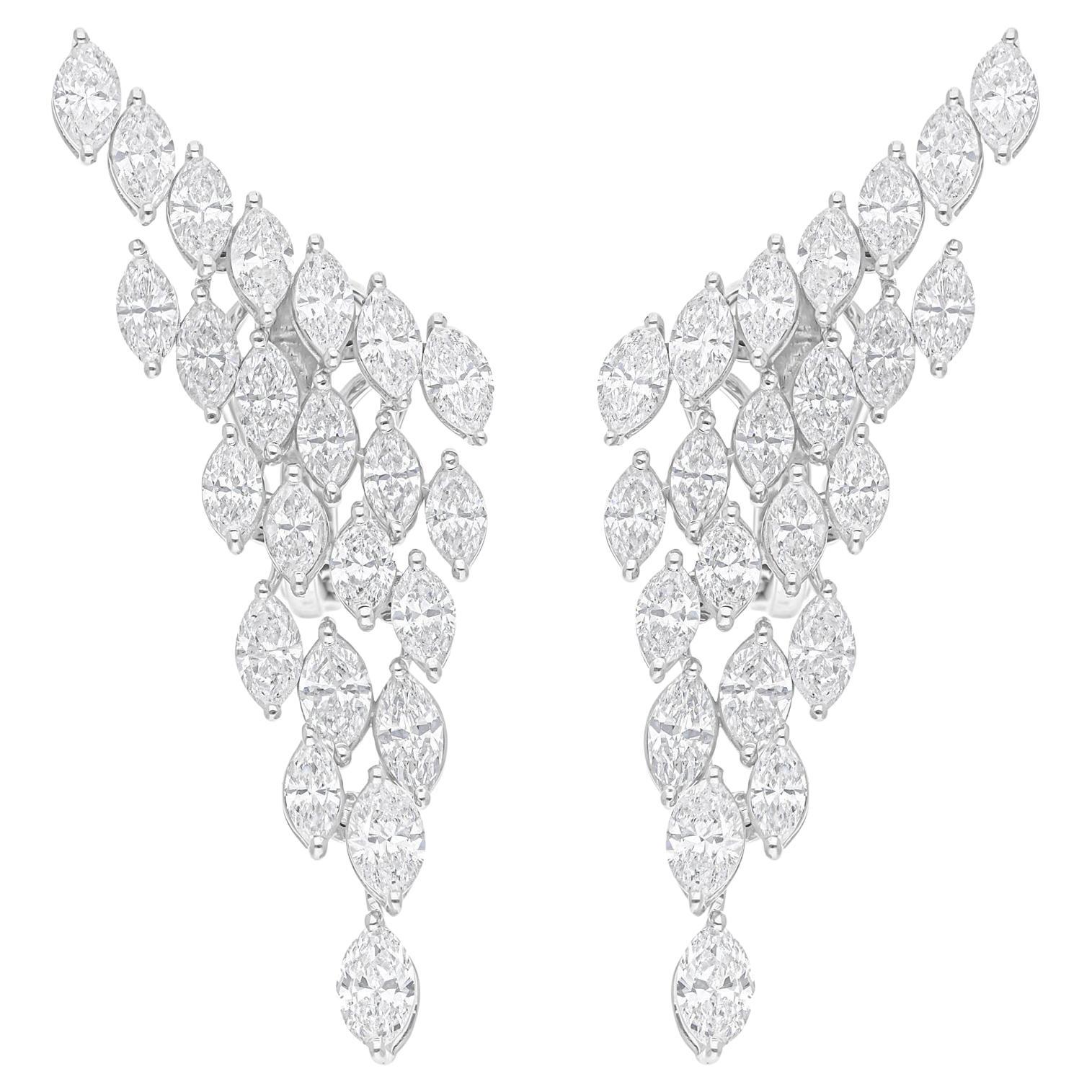 Real 5.50 Carat SI/H Marquise Brilliant Cut Diamond Earrings 18 Karat White Gold