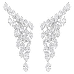 Orecchini con diamanti taglio Brilliante Marquise da 5,50 carati SI/H reali in oro bianco 18 carati