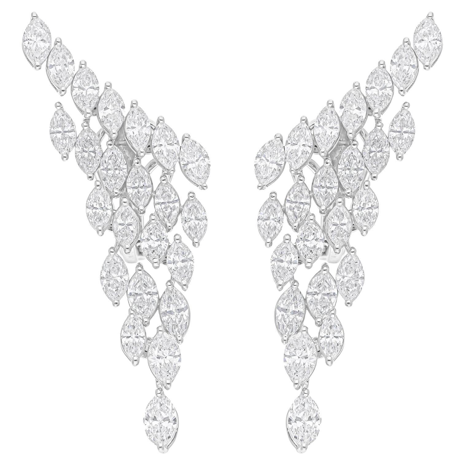 Boucles d'oreilles en or blanc 18 carats avec diamant Marquise Brilliante de 5.50 carats SI/H