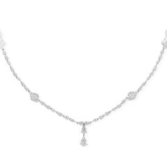 Real 5.58 Carat SI/H Marquise Pear Diamond Necklace 14 Karat White Gold Jewelry
