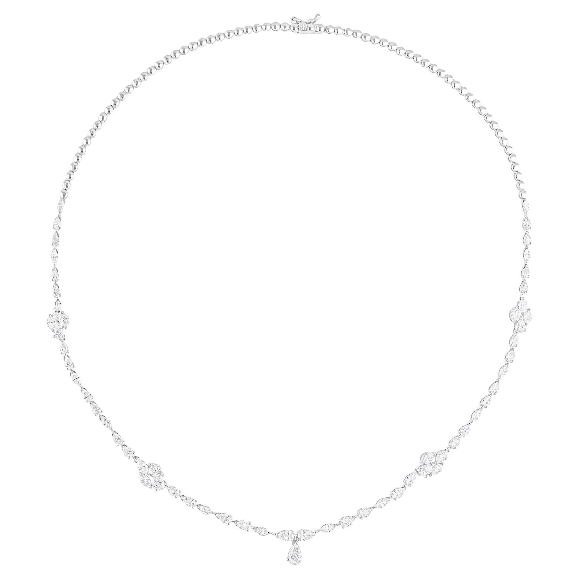 Real 5.58 Carat SI/H Marquise Pear Diamond Necklace 18 Karat White Gold Jewelry im Zustand „Neu“ im Angebot in Diera, Dubai