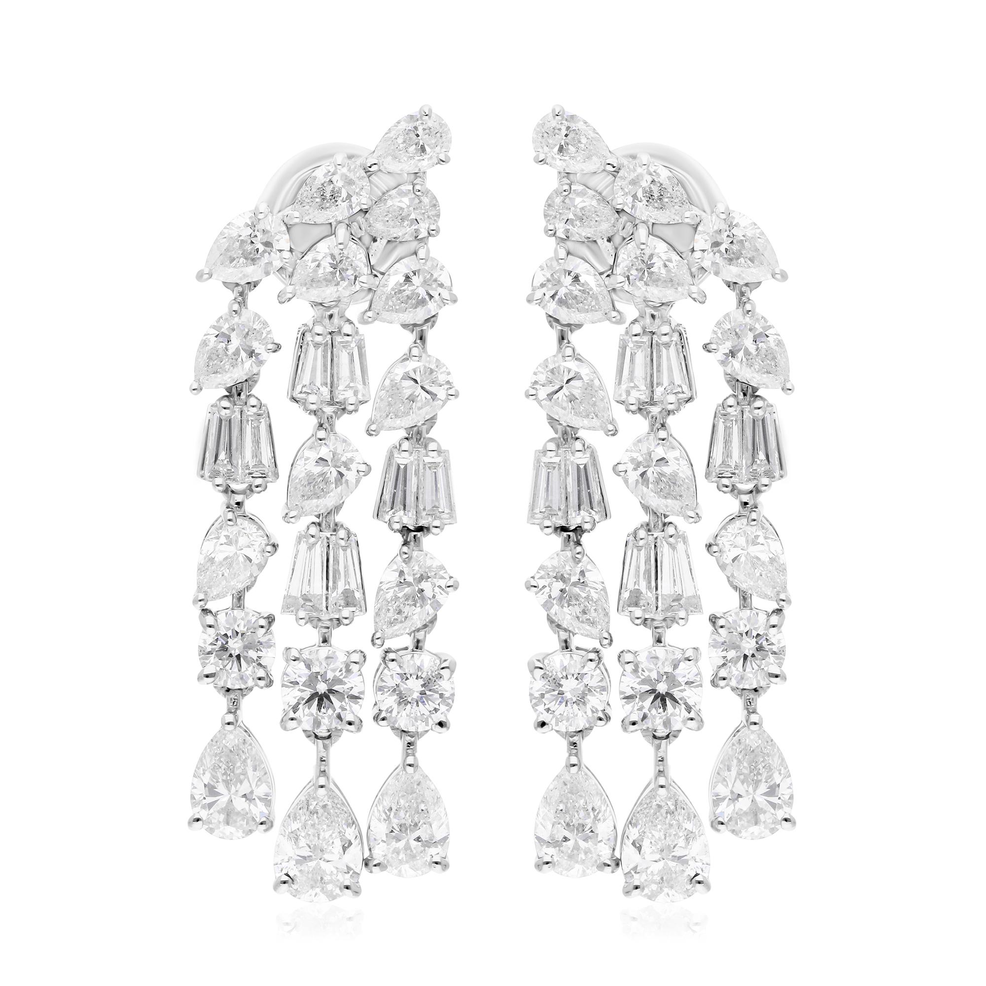 Pendientes araña de diamantes multiforma SI/H de 5,65 quilates reales Oro blanco 10 quilates