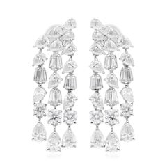 Pendientes araña de diamantes multiforma SI/H de 5,65 quilates reales Oro blanco 10 quilates