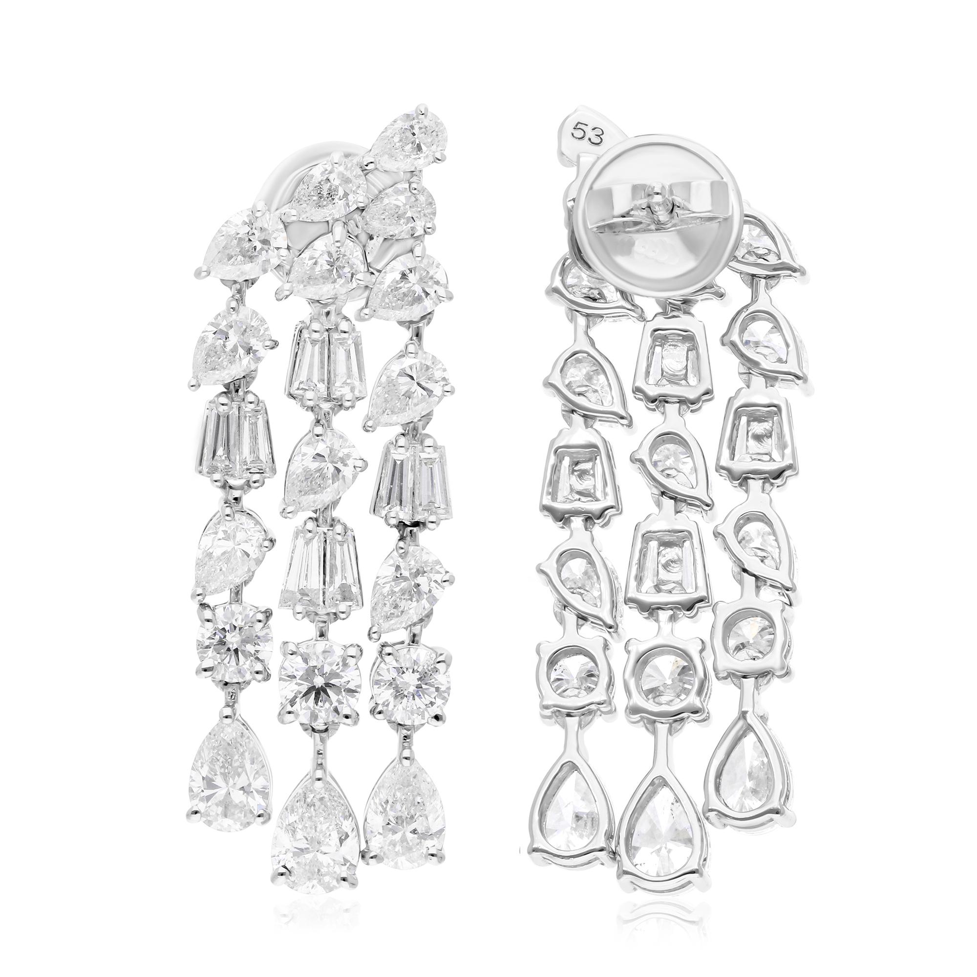 Real 5,65 Karat SI/H Multi Shape Diamant-Kronleuchter-Ohrringe 14 Karat Weißgold im Zustand „Neu“ im Angebot in Diera, Dubai