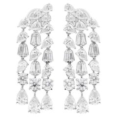 Real 5.65 Carat SI/H Multi Shape Diamond Chandelier Earrings 18 Karat White Gold