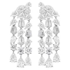 Real 5.65 Carat SI/H Multi Shape Diamond Chandelier Earrings 18 Karat White Gold