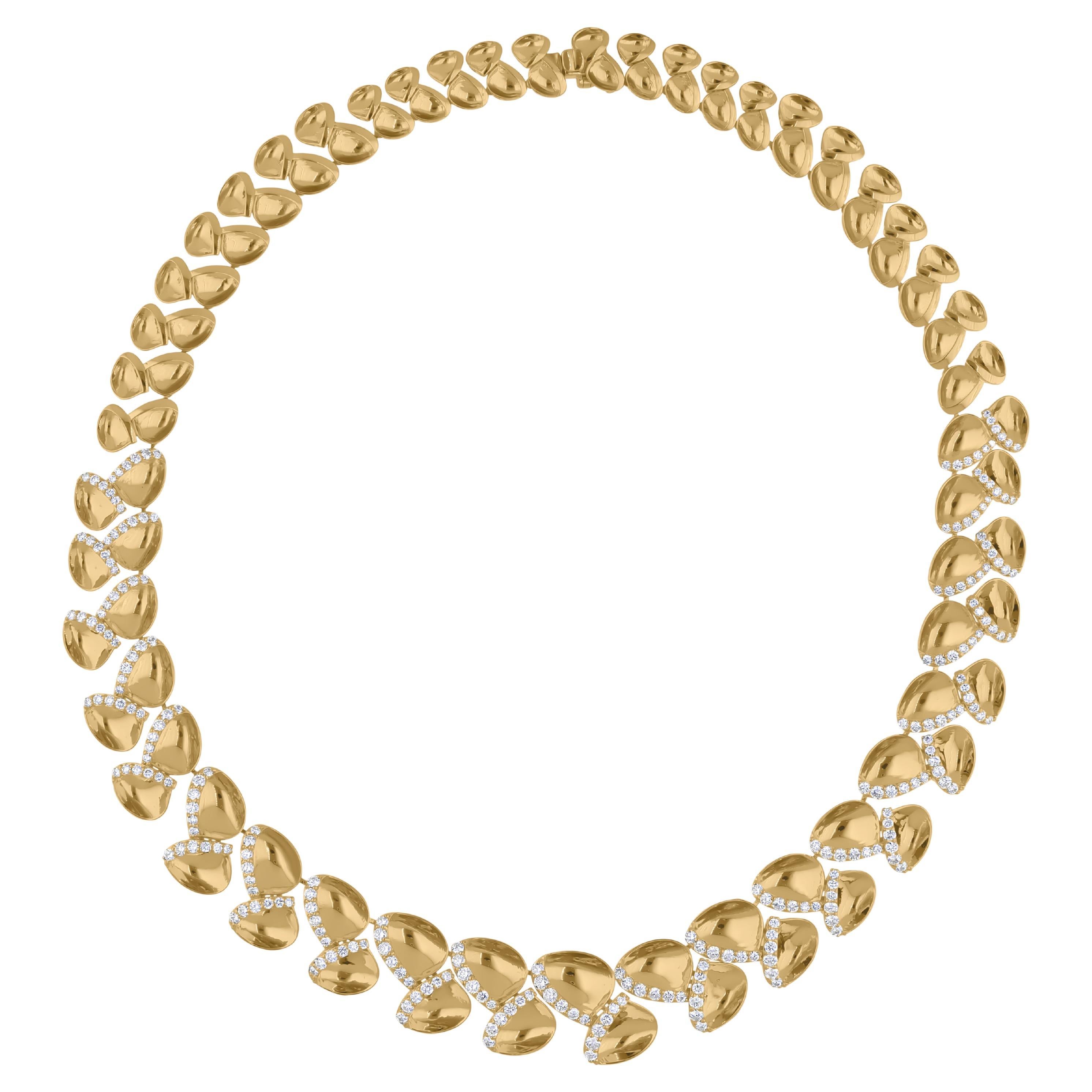 Real 5.70 Carat SI/H Round Brilliant Cut Diamond Necklace 18 Karat Yellow Gold