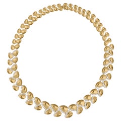 Collar de diamantes talla brillante redonda SI/H de 5,70 quilates reales Oro amarillo de 18 quilates