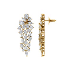 Real 5.75 Carat SI/HI Multi Shape Diamond Dangle Earrings 18 Karat Yellow Gold