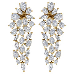 Orecchini con diamanti a forma multipla da 5,75 carati SI/HI reali in oro giallo 18 carati