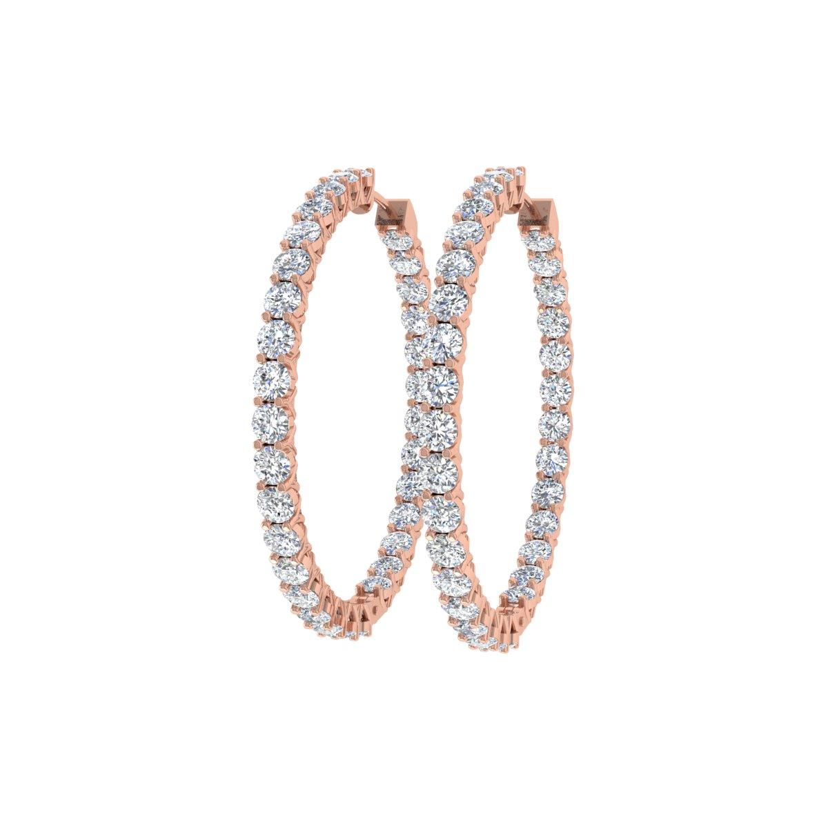 Modern Real 5.76 Carat SI/H Round Brilliant Cut Diamond Earrings 18 Karat Rose Gold For Sale