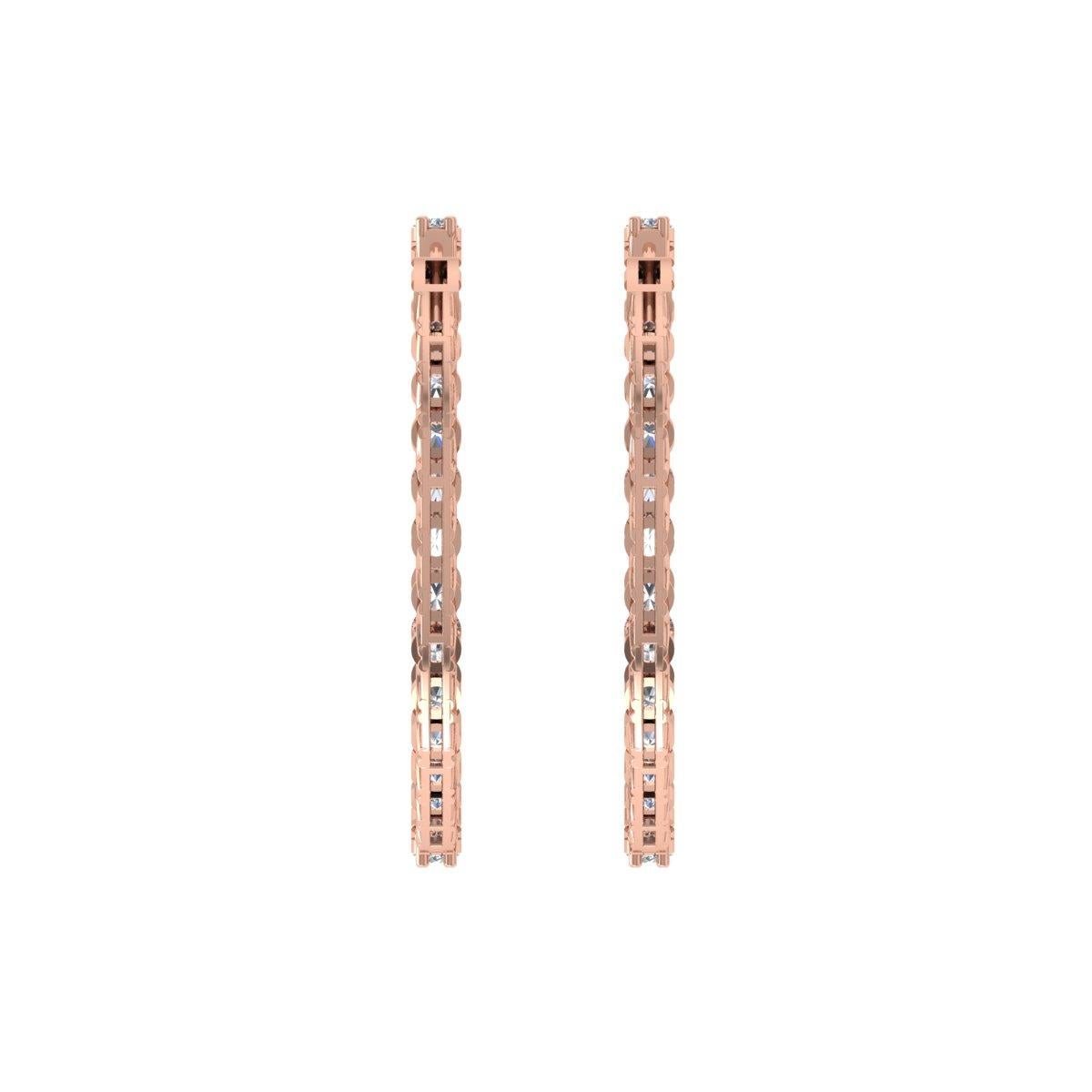 Round Cut Real 5.76 Carat SI/H Round Brilliant Cut Diamond Earrings 18 Karat Rose Gold For Sale
