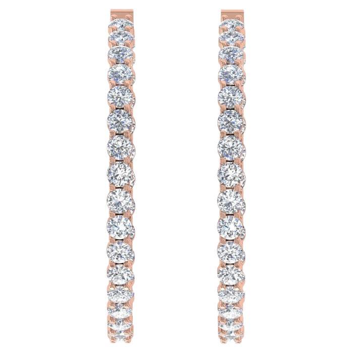 Pendientes auténticos de diamantes talla brillante redonda SI/H de 5,76 quilates y oro rosa de 18 quilates