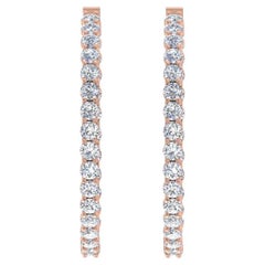 Pendientes auténticos de diamantes talla brillante redonda SI/H de 5,76 quilates y oro rosa de 18 quilates