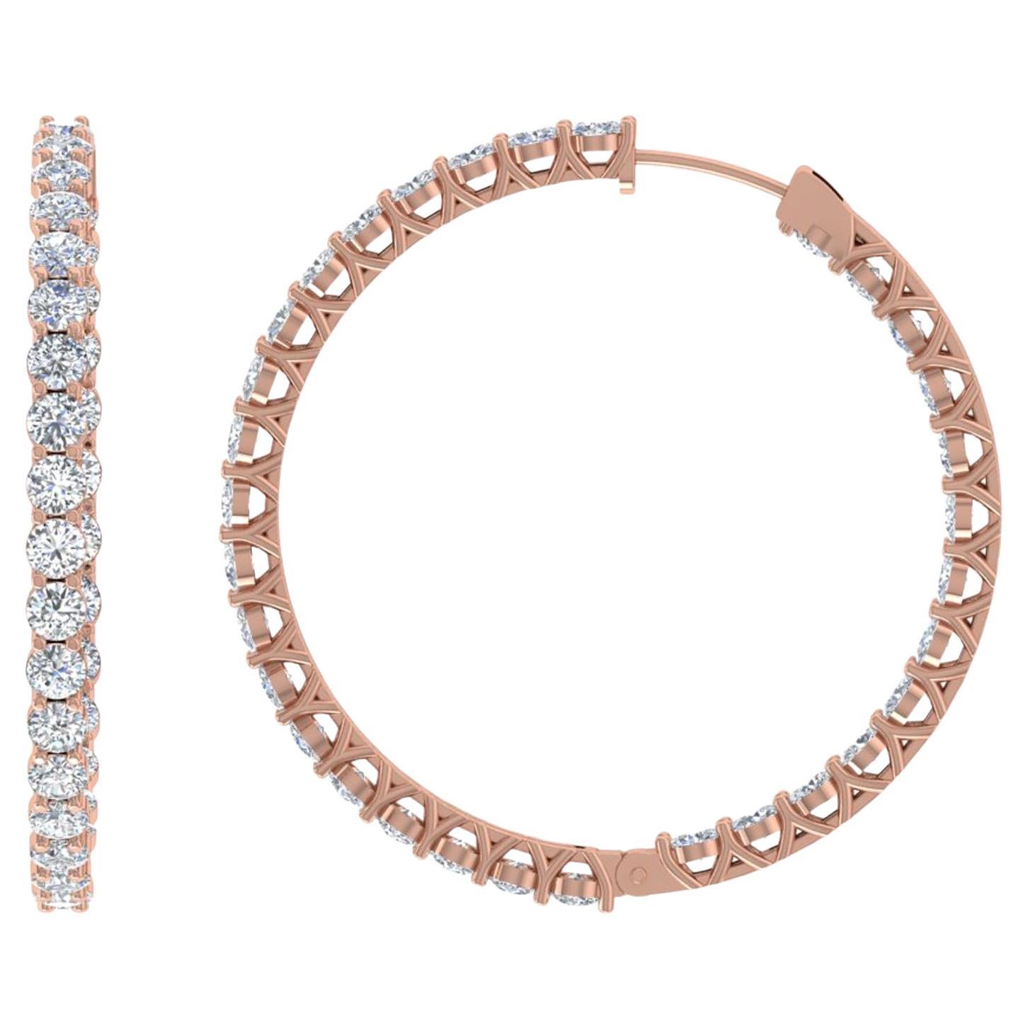 Real 5,76 Karat SI/H Diamant-Ohrringe aus 18 Karat Roségold mit rundem Brillantschliff