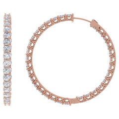 Orecchini di diamanti reali da 5,76 carati SI/H con taglio brillante rotondo in oro rosa 18 carati