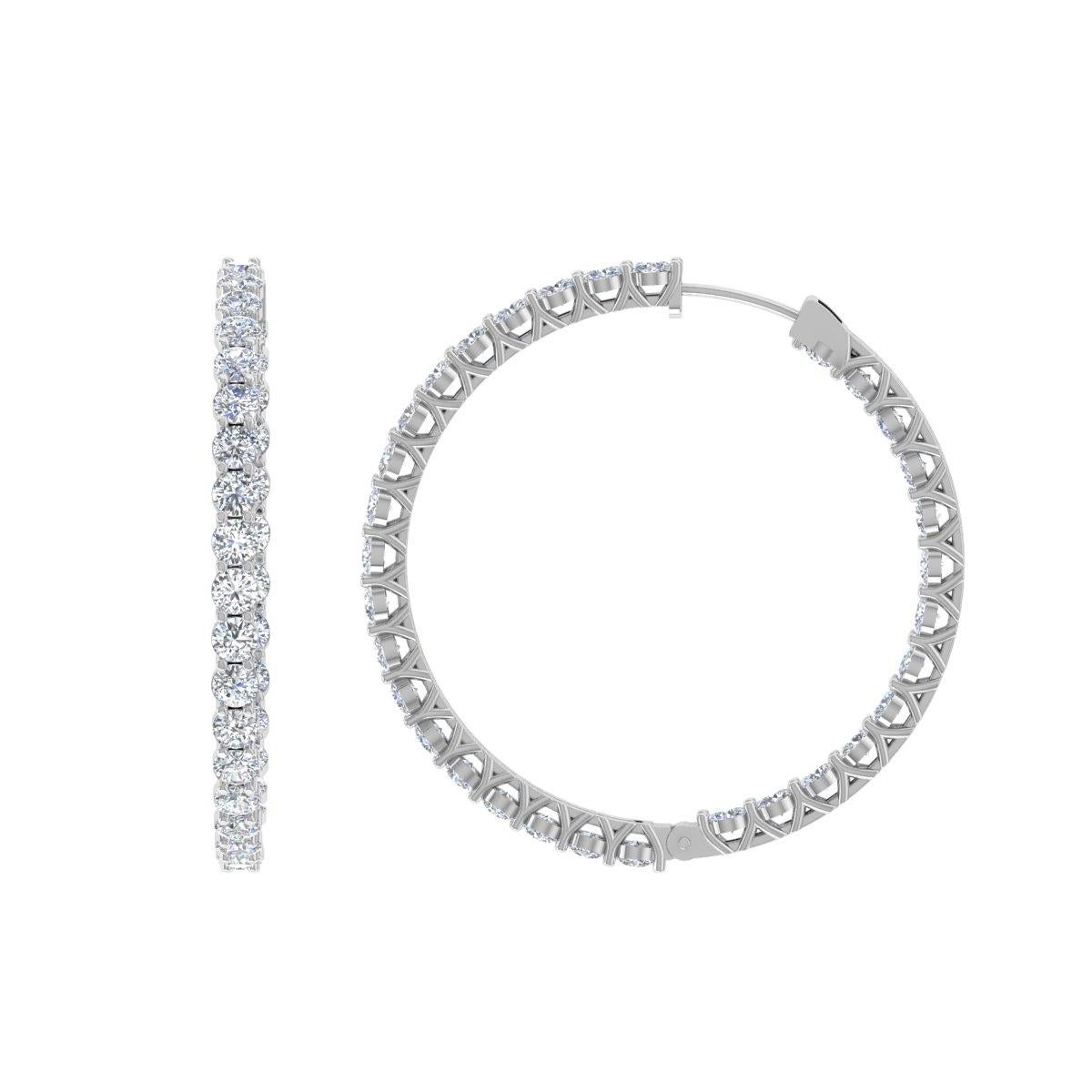 Pendientes auténticos de diamantes talla brillante redonda SI/H de 5,76 quilates y oro blanco de 18 quilates Moderno en venta