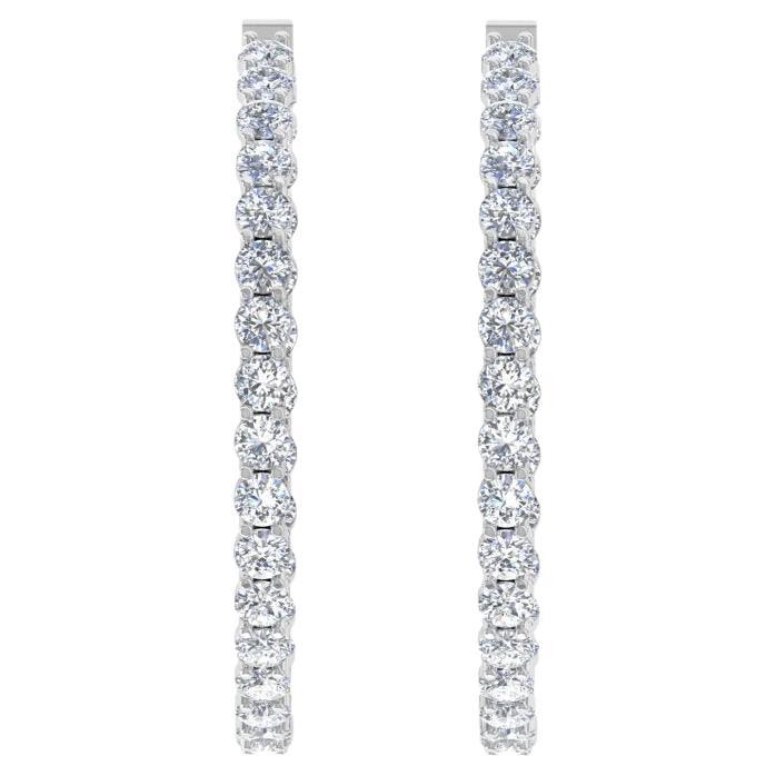 Real 5.76 Carat SI/H Round Brilliant Cut Diamond Earrings 18 Karat White Gold