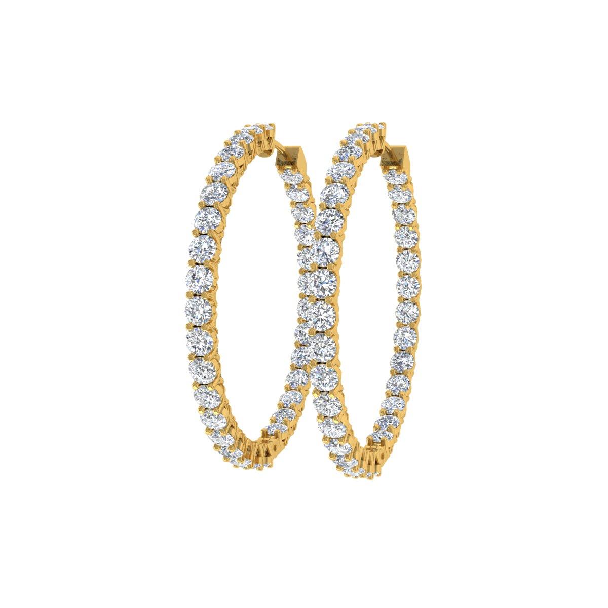 Modern Real 5.76 Carat SI/H Round Brilliant Cut Diamond Earrings 18 Karat Yellow Gold For Sale