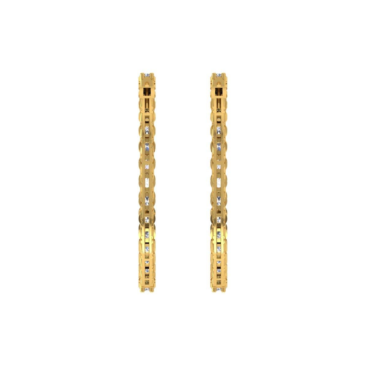 Round Cut Real 5.76 Carat SI/H Round Brilliant Cut Diamond Earrings 18 Karat Yellow Gold For Sale