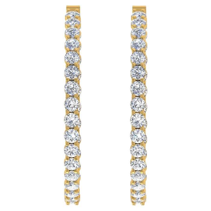 Real 5.76 Carat SI/H Round Brilliant Cut Diamond Earrings 18 Karat Yellow Gold
