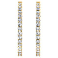 Real 5.76 Carat SI/H Round Brilliant Cut Diamond Earrings 18 Karat Yellow Gold