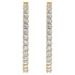 Boucles d
oreilles en or jaune 18 carats avec diamants ronds et brillants de 5,76 carats SI/H