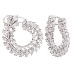 Echte 6 Tcw H Farbe SI1 Farbe Marquise Diamond Leaf Ohrringe 18 Karat Weißgold