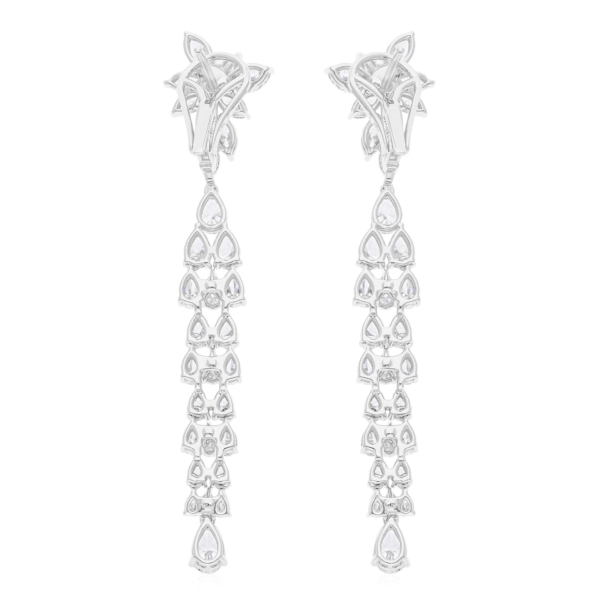 Pear Cut 6.02 Carat SI/H Pear Marquise Brilliant Cut Diamond Earrings 18 Karat White Gold For Sale