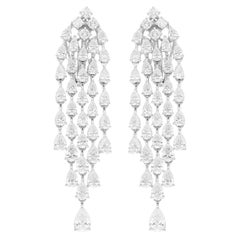 Real 6.03 Carat SI/H Pear Shape Diamond Chandelier Earrings 14 Karat White Gold