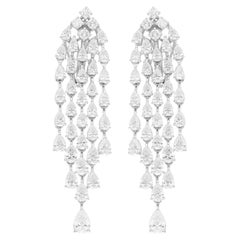 Pendientes de candelabro de diamantes en forma de pera de 6,03 quilates reales SI/H Oro blanco de 14 quilates