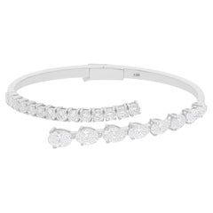 Bracelet jonc enveloppant en or blanc 18 carats avec diamants ronds ovales de 6,05 carats SI/H