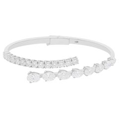 Bracelet jonc enveloppant en or blanc 18 carats avec diamants ronds ovales de 6,05 carats SI/H